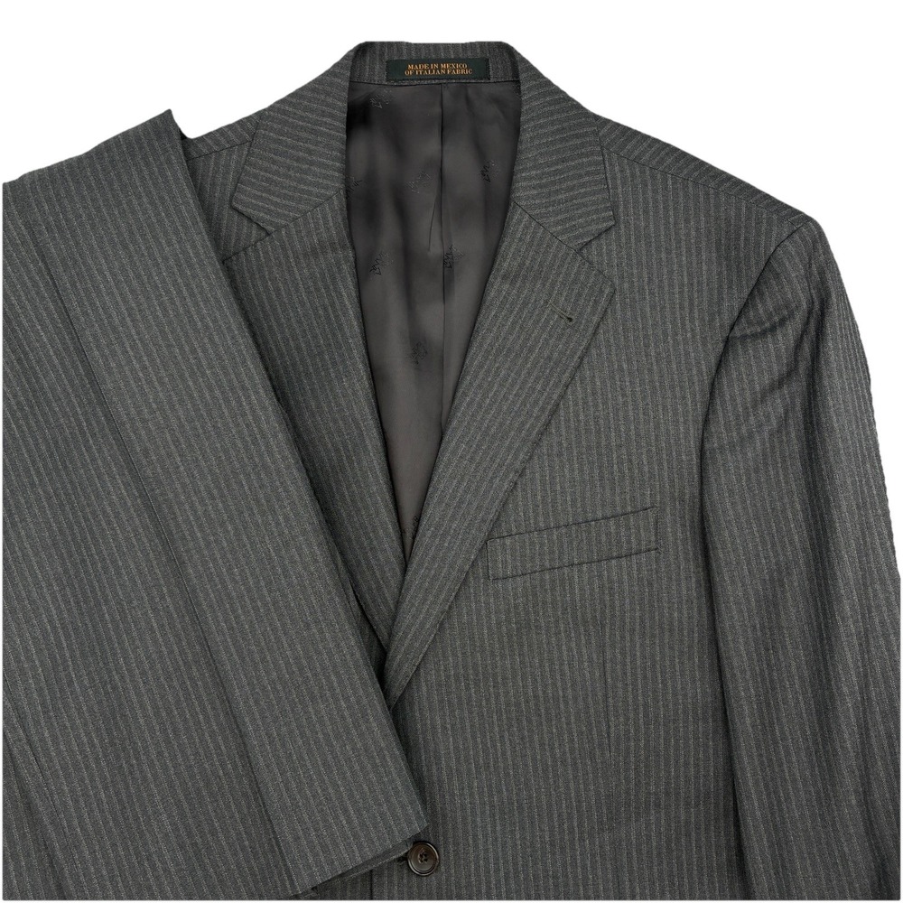 Jos A Bank Reserve REDA Gray Stripe Suit 42R 38x34 (Tag 36W) Wool Silk READ